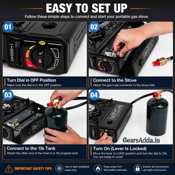 2 in 1 Portable Camping Gas Stove with Carrying Case | Briefcase Stove