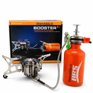 BRS Booster+1 Portable Camping Stove with Fuel Bottle | Multi-Fuel Outdoor Cooking Stove