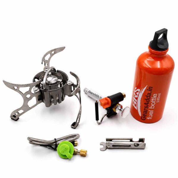 BRS Booster+1 Portable Camping Stove with Fuel Bottle | Multi-Fuel Outdoor Cooking Stove