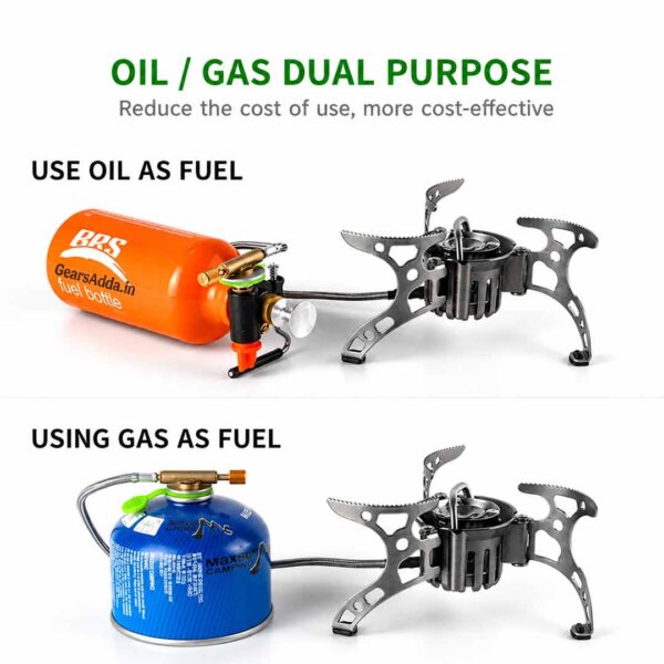 BRS Booster+1 Portable Camping Stove with Fuel Bottle | Multi-Fuel Outdoor Cooking Stove