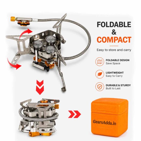 3 Head Spider Camping Gas Stove with Hose (Connection Tube)