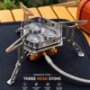 3 Head Spider Camping Gas Stove with Hose (Connection Tube)