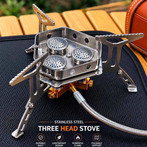 3 Head Spider Camping Gas Stove with Hose (Connection Tube)