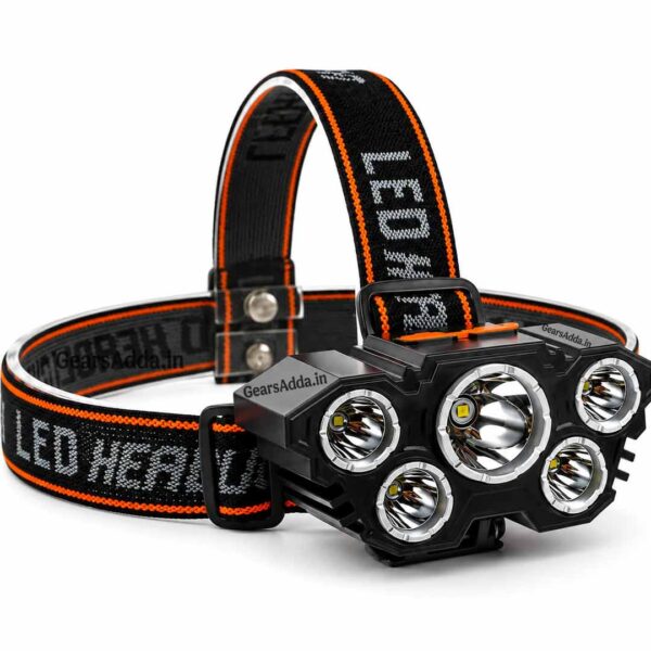 5 LED Rechargeable Head Lamp | USB Headlight for Camping, Trekking, Hiking, Fishing & Outdoor Activities