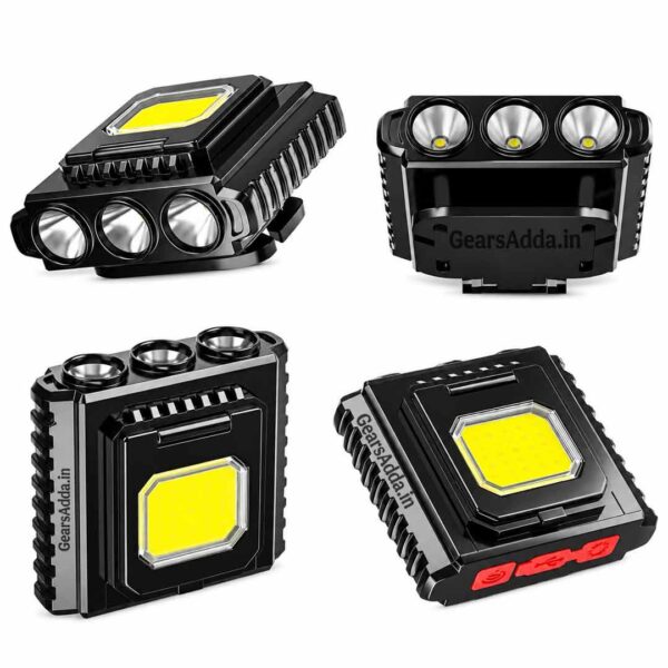 COB + 3 LED Rechargeable Head Lamp | USB Type-C Headlight for Camping, Trekking, Hiking & Outdoor Use