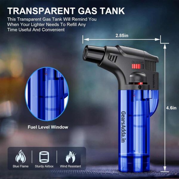 Jet Flame Gas Lighter for Camping & Cooking | Refillable Windproof Butane Torch Lighter