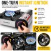 Portable Single Burner Gas Stove with Piezo Auto Ignition | One-Turn Instant Ignition Camping Stove with Adjustable Flame Control
