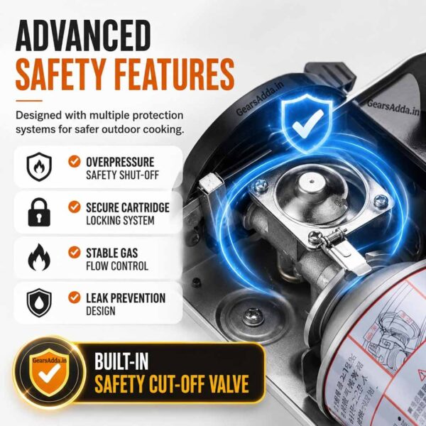 Portable Single Burner Gas Stove with Piezo Auto Ignition | One-Turn Instant Ignition Camping Stove with Adjustable Flame Control