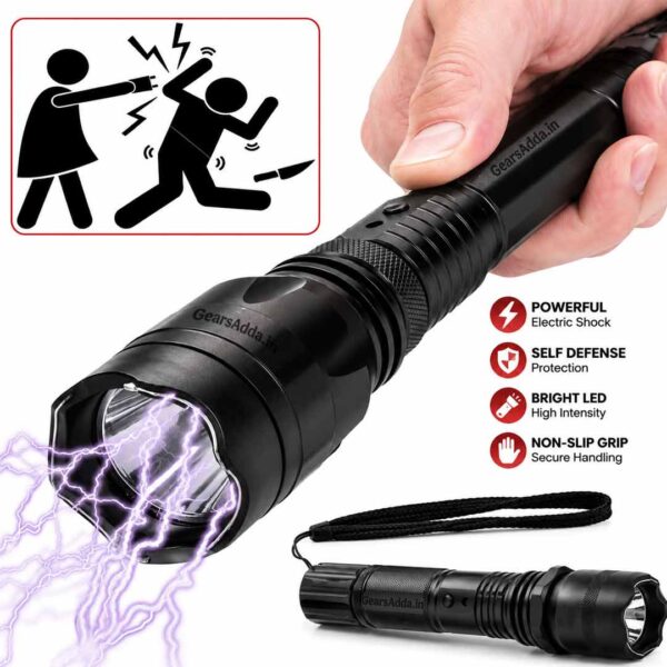 High Voltage Rechargeable Shock Torch – LED Emergency Flashlight