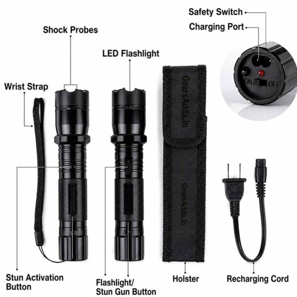 High Voltage Rechargeable Shock Torch – LED Emergency Flashlight