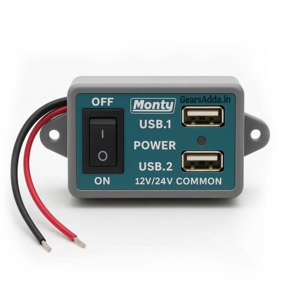 12V DC Fast Charger for Bike & Car | Twin USB Mobile Charger with Power ON/OFF Switch