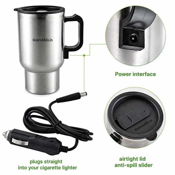 12V Electric Car Mug 450ml | Portable Heated Travel Mug for Cars & Road Trips