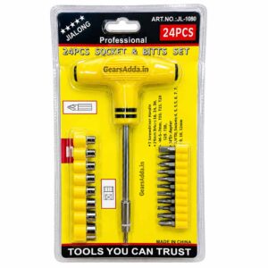 24 Pcs Socket & Bits Set | Multi-Purpose Ratchet Tool Kit for Travel, DIY, Home & Automotive Repairs