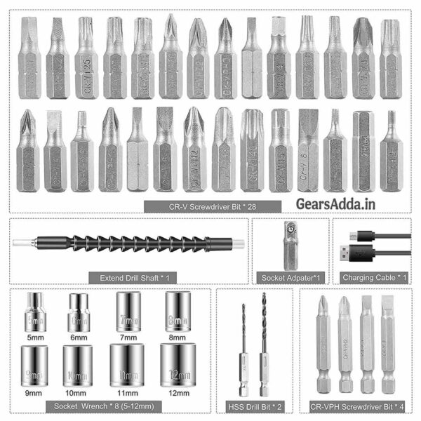 47-in-1 Cordless Electric Screwdriver Kit | Rechargeable Power Screwdriver Set for Home, DIY & Repairs