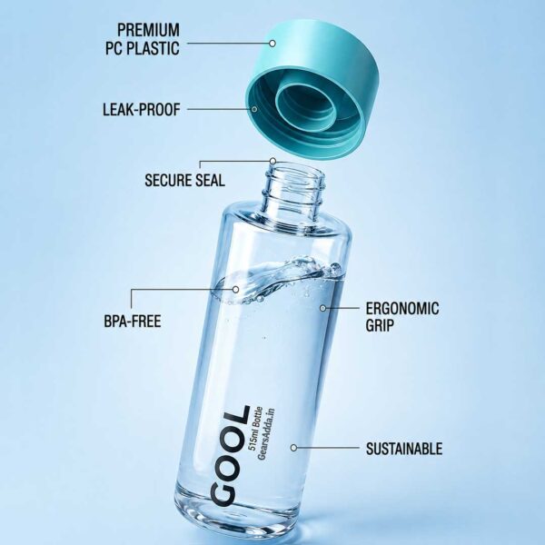 Premium Water Bottle 515ml | Compact Reusable Drinking Bottle for Travel, Office, School & Outdoor Use