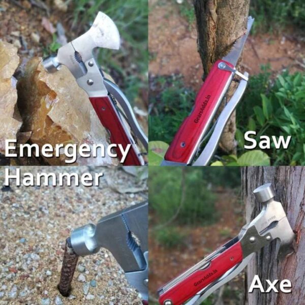 10-in-1 Multitool Hammer Plier AXE | Multi-Functional Survival Tool for Camping, Trekking & Outdoor Adventures