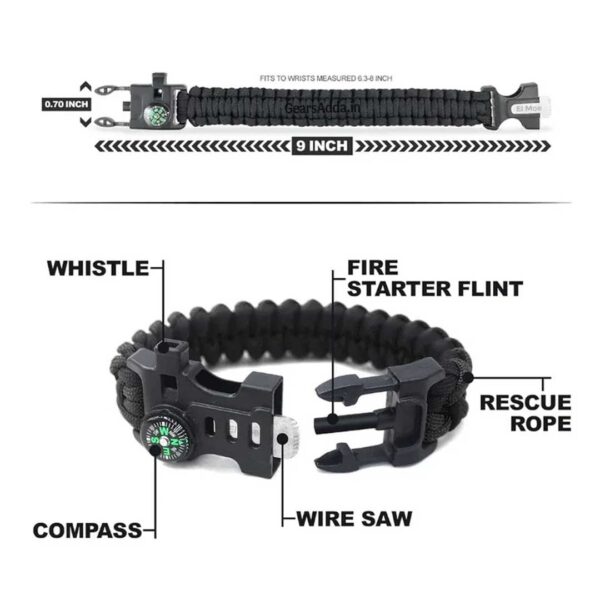Paracord Survival Bracelet | Adjustable Emergency Utility Bracelet for Camping, Hiking & Outdoor Activities
