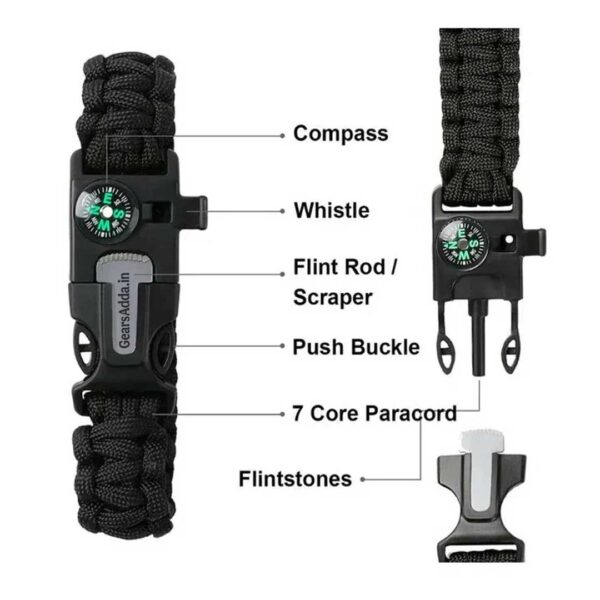 Paracord Survival Bracelet | Adjustable Emergency Utility Bracelet for Camping, Hiking & Outdoor Activities