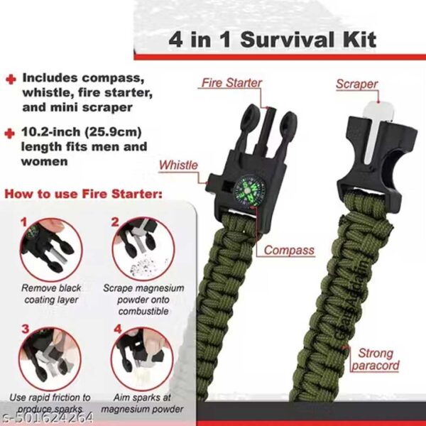 Paracord Survival Bracelet | Adjustable Emergency Utility Bracelet for Camping, Hiking & Outdoor Activities