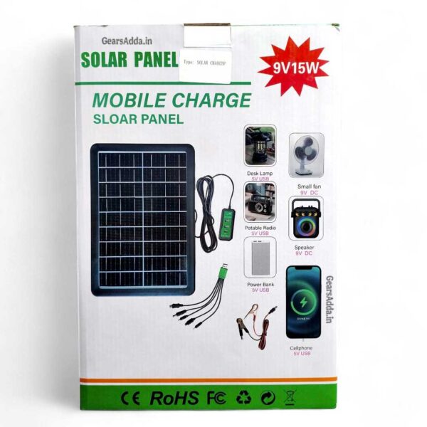 Portable Solar Charger 15W~9V | Compact Solar Charging Panel for Camping, Trekking & Travel