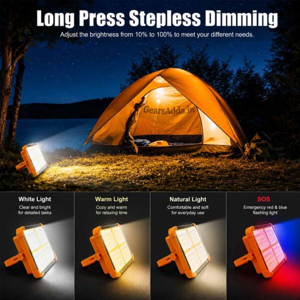 100W Solar LED Flood Light | Type-C Rechargeable LED Camping & Emergency Light