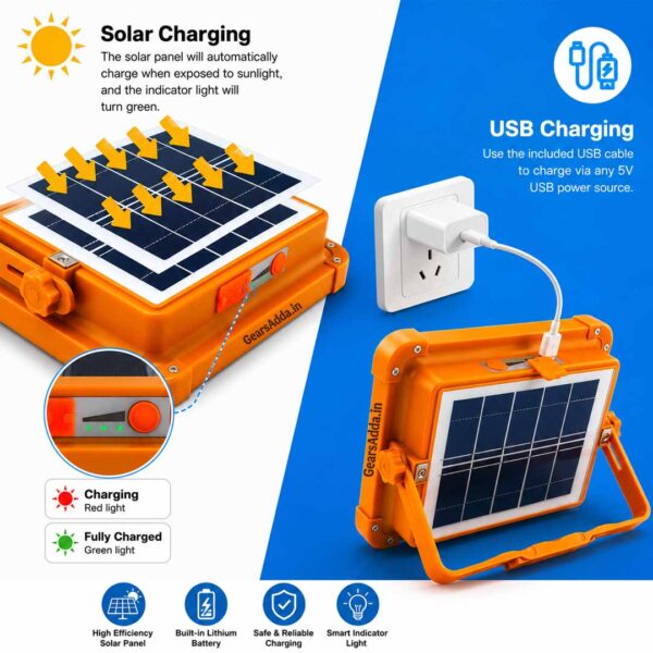 100W Solar LED Flood Light | Type-C Rechargeable LED Camping & Emergency Light