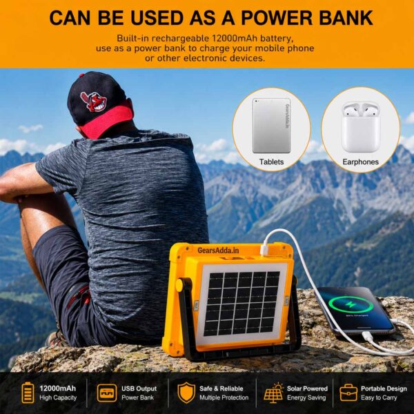 100W Solar LED Flood Light | Type-C Rechargeable LED Camping & Emergency Light