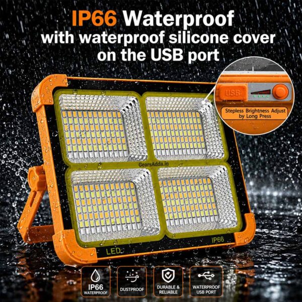 100W Solar LED Flood Light | Type-C Rechargeable LED Camping & Emergency Light