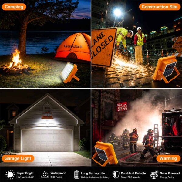 100W Solar LED Flood Light | Type-C Rechargeable LED Camping & Emergency Light