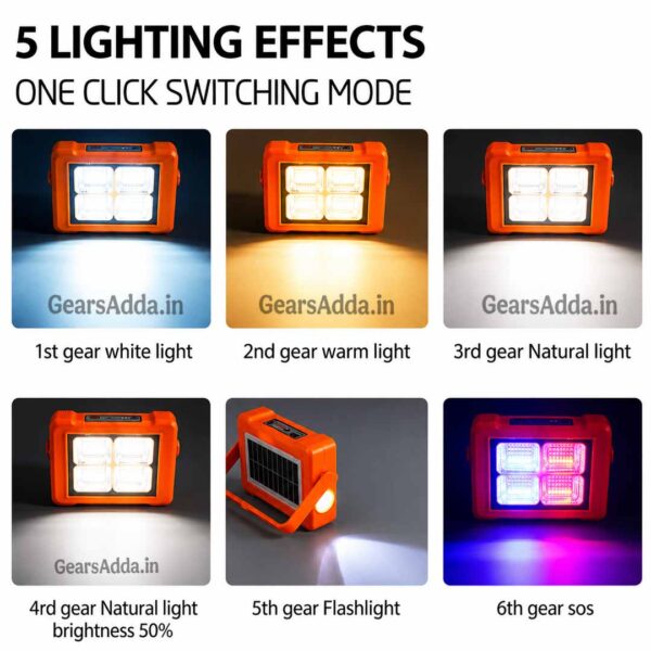 5 Modes Solar LED Flood Light | Type-C Rechargeable LED Camping & Emergency Light