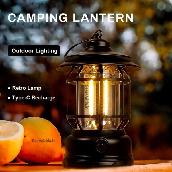 Vintage LED Camping Lantern | Type-C Rechargeable LED Camping & Emergency Light