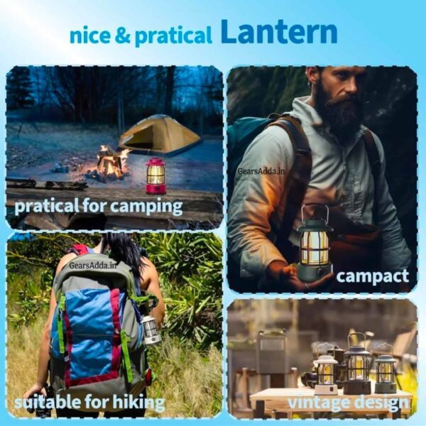 Vintage LED Camping Lantern | Type-C Rechargeable LED Camping & Emergency Light